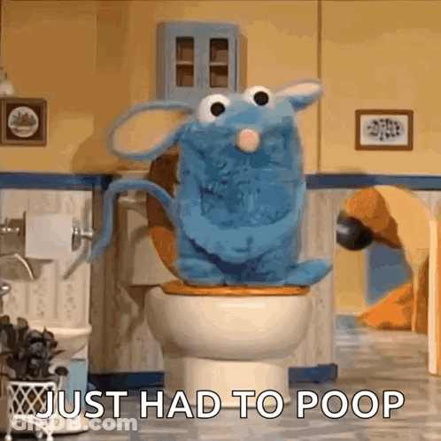 Stuffed Animal Sitting On Toilet Just Had To Poop GIF