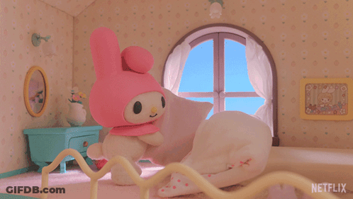 Stuffed Animal Sleeping On Bed Netflix Logo GIF