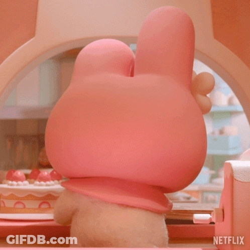 Stuffed Animal Sleeping On Bed With Netflix Logo GIF
