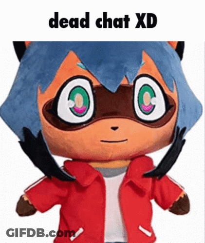 Stuffed Animal With Blue Hair And Green Eyes In Red Jacket GIF