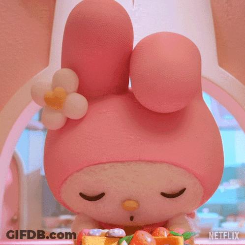 Stuffed Animal With Flower Next To Netflix Logo GIF