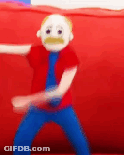 Stuffed Animal With Mustache On Red Couch GIF