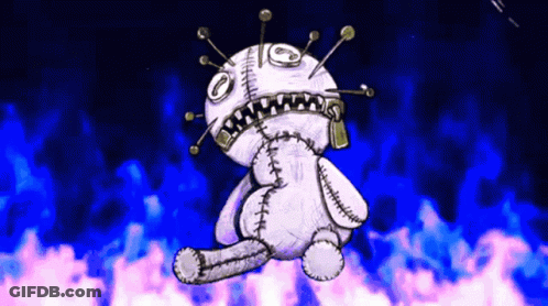 Stuffed Animal With Pins In Face GIF