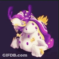 Stuffed Animal With Purple And Yellow Spots GIF