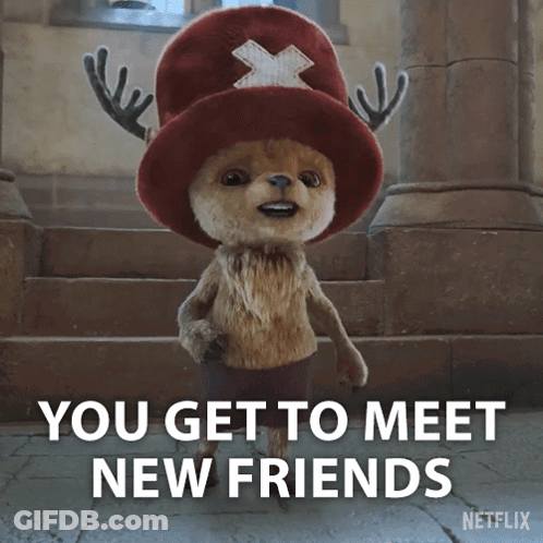 Stuffed Animal With Red Hat And Antlers Meet New Friends GIF