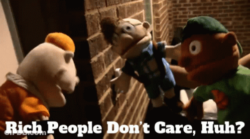Stuffed Animals By Brick Wall With Rich People Don't Care Huh GIF