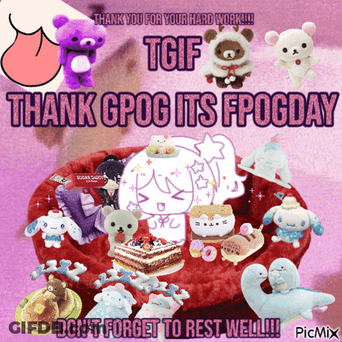 Stuffed Animals Collage Thank Gpog Its Fpogday GIF