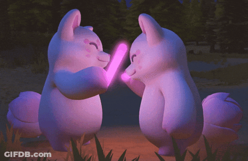 Stuffed Animals Holding Pink Light GIF