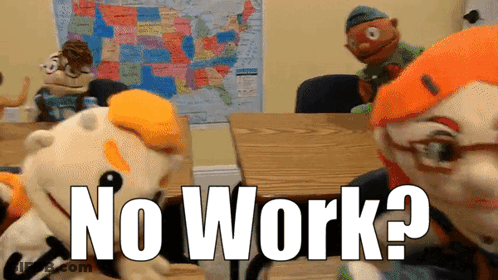 Stuffed Animals In Classroom Saying No Work GIF