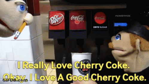 Stuffed Animals In Front Of Soda Machine GIF