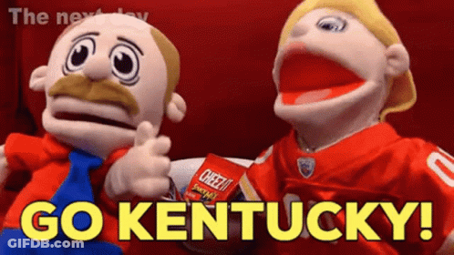 Stuffed Animals Next To Each Other Saying Go Kentucky GIF