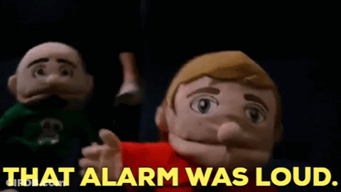Stuffed Animals Next To Loud Alarm GIF