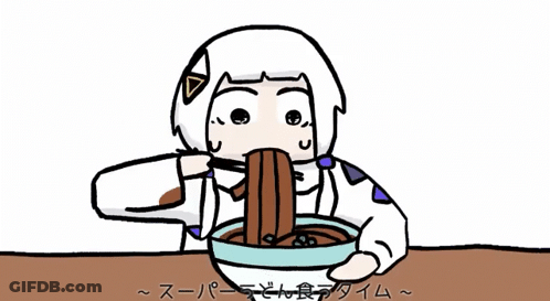 Stuffed Animals Next To Rice And Curry GIF