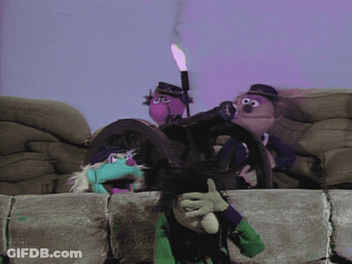 Stuffed Animals Playing Cannon GIF