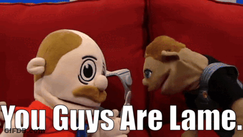 Stuffed Animals Red Couch Saying You Guys Are Lame GIF