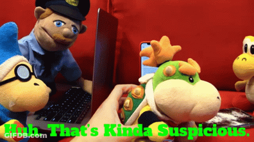 Stuffed Animals Saying Huh That's Kinda Suspicious GIF