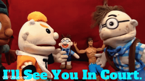 Stuffed Animals Saying I'll See You In Court GIF