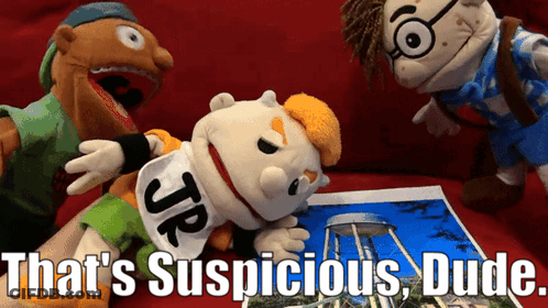 Stuffed Animals Saying That's Suspicious Dude GIF