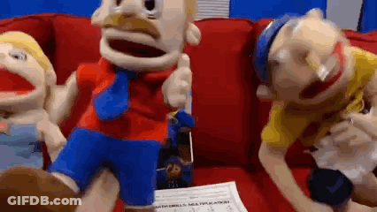 Stuffed Animals Sitting On Couch GIF