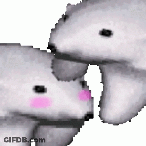 Stuffed Animals Standing Together With Pink Cheek GIF