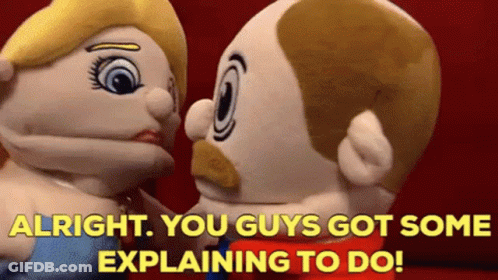 Stuffed Animals With Explaining To Do GIF