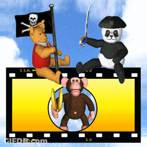 Stuffed Animals With Jolly Roger GIF