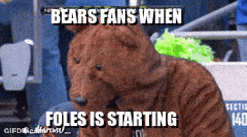 Stuffed Bear Saying Bears Fans When Foles Is Starting GIF
