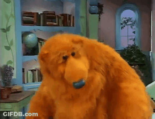 Stuffed Bear Standing In Living Room GIF