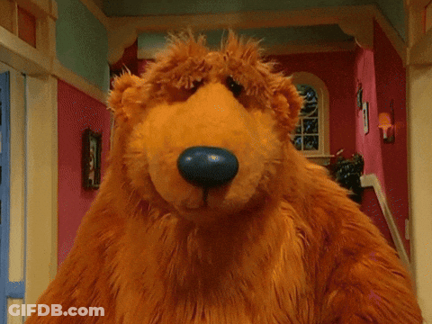 Stuffed Bear With Blue Nose And Black Eyes GIF