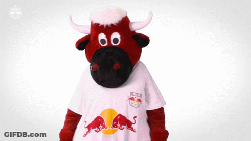 Stuffed Bull In Red Bull Shirt GIF