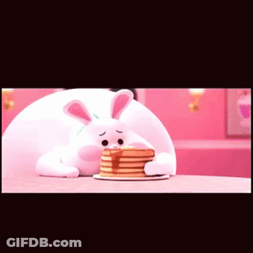 Stuffed Bunny Get The Pancake GIF
