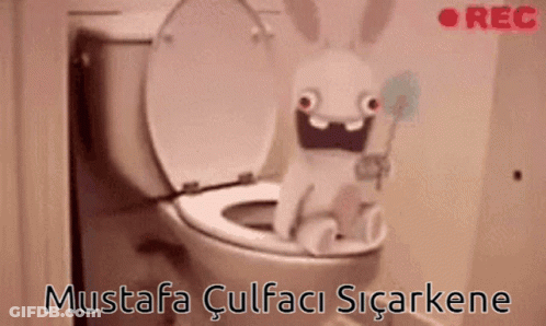 Stuffed Bunny Sitting On Toilet Mustafa Culfaci Sicarkene GIF