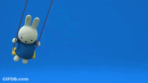 Stuffed Bunny Sitting On Yellow Swing GIF