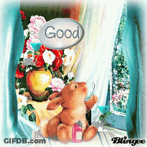 Stuffed Bunny With Medicine Bottle Saying Good GIF