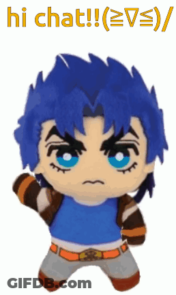 Stuffed Character With Blue Hair Saying Hi Chat GIF