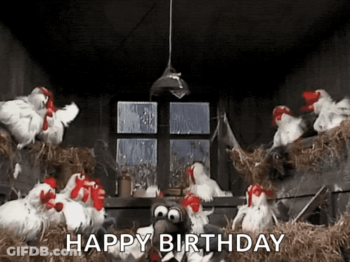 Stuffed Chickens Sitting On Hay GIF