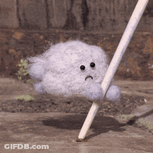 Stuffed Cloud With Sad Face On Stick GIF