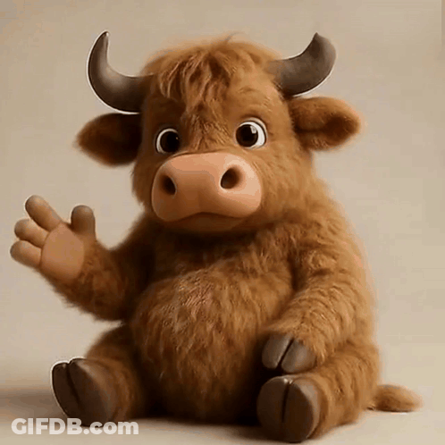 Stuffed Cow With Horns Waving GIF