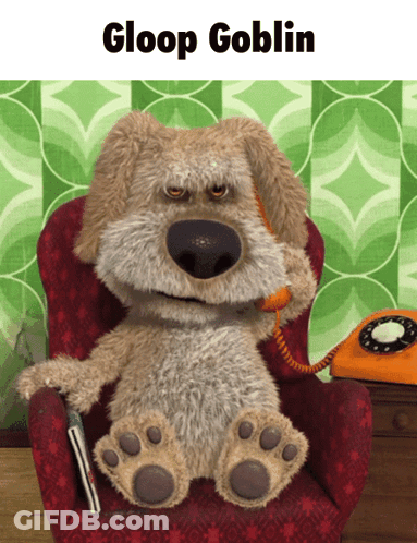 Stuffed Dog Talking On Phone Gloop Goblin GIF