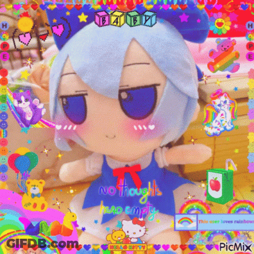 Stuffed Doll Blue Hair No Thoughts Head Empty GIF