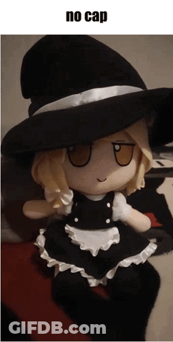 Stuffed Doll In Witch Hat And Maid Dress GIF