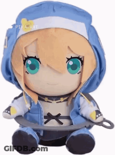 Stuffed Girl Doll With Blue Eyes GIF