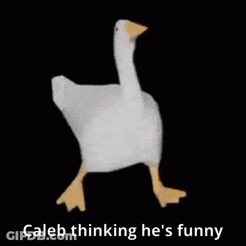 Stuffed Goose Walking Saying Caleb Thinking He's Funny GIF
