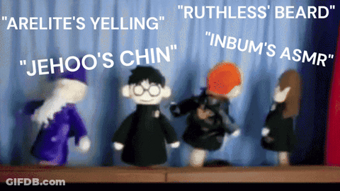 Stuffed Harry Potter Characters On Stage Saying Arelite's Yelling GIF