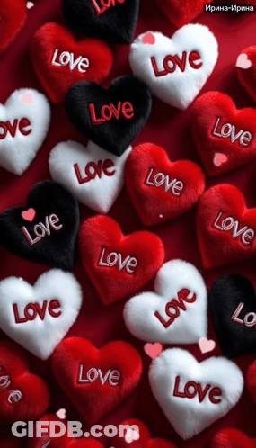 Stuffed Hearts Saying Love GIF