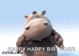 Stuffed Hippo Dancing Happy Happy Birthday GIF