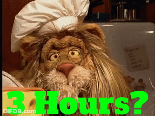 Stuffed Lion In Chef Hat Holding Cheese 3 Hours GIF