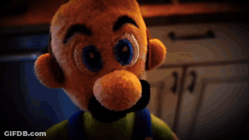 Stuffed Mario Giggles In Luigi GIF