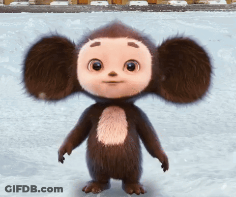 Stuffed Monkey With Big Ears In Snow GIF