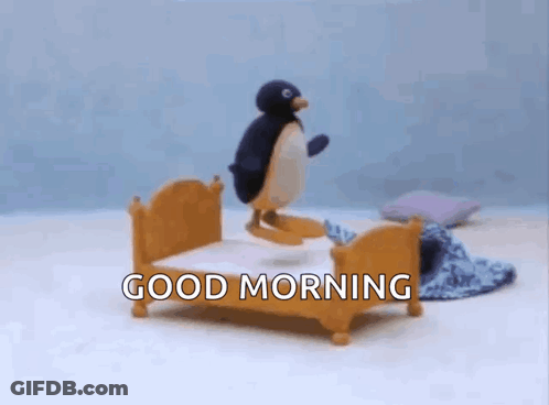 Stuffed Penguin Saying Good Morning GIF